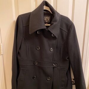 Wool black coat for winter